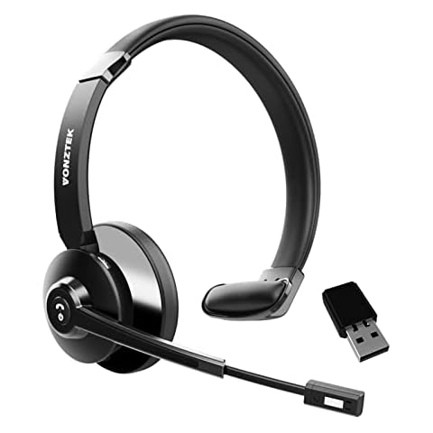 Vonztek Wireless Headset, Bluetooth Headset with Microphone Noise Canceling, Wireless Headphone with USB Dongle Handsfree 28hrs Talk Time, for PC/Laptop/Tablet/Mobile phone/Office/Meeting/Zoom/Skype Cover
