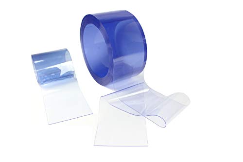 PVC Streifen Meterware, transparent, 200 x 2mm - Zugeschnitten auf Ihren Bedarf - in Blau Transparenz für einen Streifenvorhang, Lamellenvorhang, Stallvorhang Cover