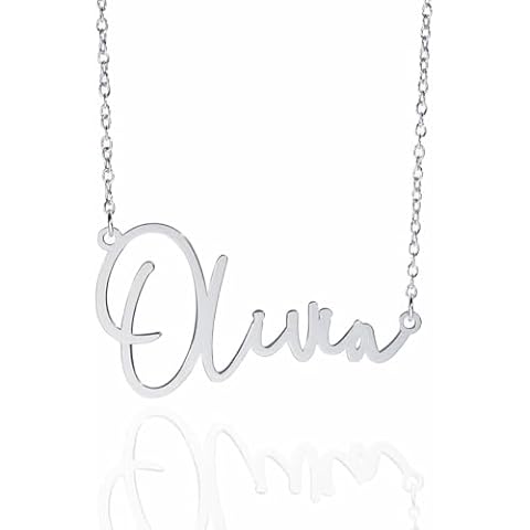 PicturesOnGold.com Custom Name Necklace for Women Personalized Name Necklace in Sterling Silver Personalized with Any Name or Word (Sterling Sliver Modern Script) Cover