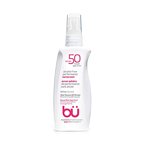 bu SPF 50 Sunscreen Spray, White Sage Scent,98 ml/ 3.3 Ounce- 4 Pack (4)