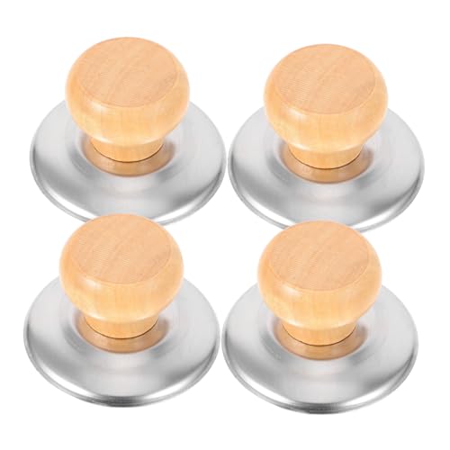 HOMOCONO 4個木製鍋蓋ノブ 交換用ハンドル 調理器具用 ユニバーサルポットリッド ノブ 熱に強い キッチンアクセサリー
