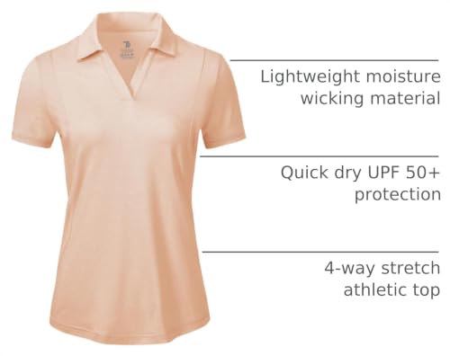 Image of BGOWATU Women's Short Sleeve Golf Tennis Polo Shirts V Neck Collared Workout Tops UV Protection Dry Fit