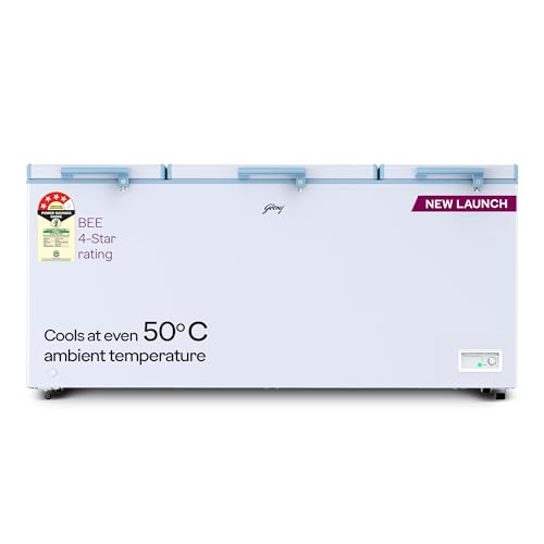 Image of Godrej DH ESNCH 630D 3HCGP RW with 5 Years Comprehensive Warranty, Pentacool+ Cooling, D-Cool technology, Cools even at 50 C, Triple Door Convertible Deep Freezer (594L 4 Star, White)