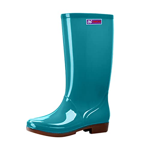 Botas de goma de caña larga para mujer, resistentes al agua, antideslizantes, informales, cómodas, botas de lluvia altas, suela de goma suave ligera, zapatos de jardín anchos, ajuste cómodo, suela