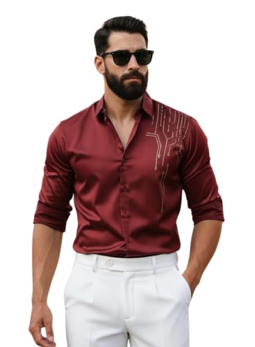 IndoPrimo Men’s Stylish Satin Shirt for Party, Formal, Daily and ...