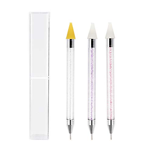 3 Pcs Rhinestone Dotting Pen Wax Rhinestone Picker Dual Ended Wax Pencil Pen Nail Art Tool DIY Artwork Pens