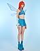 Winx Club Women's Bloom Cosplay Fairy Costume Outfit Top and Skirt with a Pair of Wings