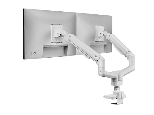 Bras double écran blanc de 17 à 35 pouces Equip 650183 avec fixation de table robuste - 5
