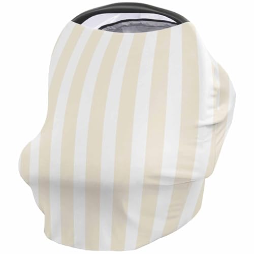 Nursing Cover for Breastfeeding Scarf, Cream White Stripe Baby Car Covers Super Soft Multi Use for Canopy Shopping Cart Cover Blanket Stroller Cover