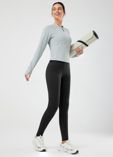 Image of baleaf Women's Fleece Lined Leggings, High Waisted | Thermal Warm Winter Tights, Thick Yoga Pants, Cold Weather, with Pockets