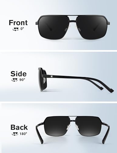 BIRCEN Polarized Sunglasses for Men - UV Protection Metal Square Trendy Shades with Classic Retro Style3