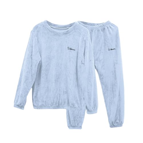 Pijama de pantalones suaves para mujer en peluche de coral cálido