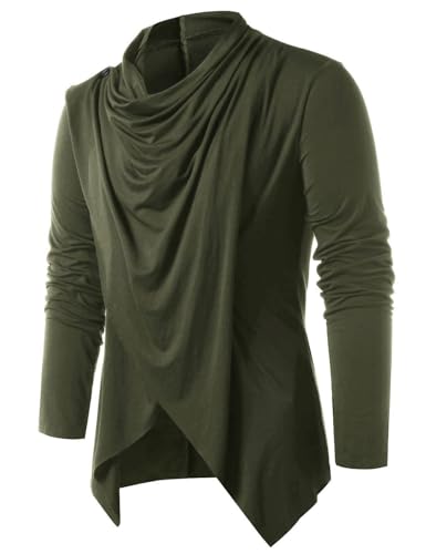 Kinkia Mens Shawl Cardigan Casual Ruffle Knit Long Sleeve Open Front Lightweight Drape Cape Sweater3