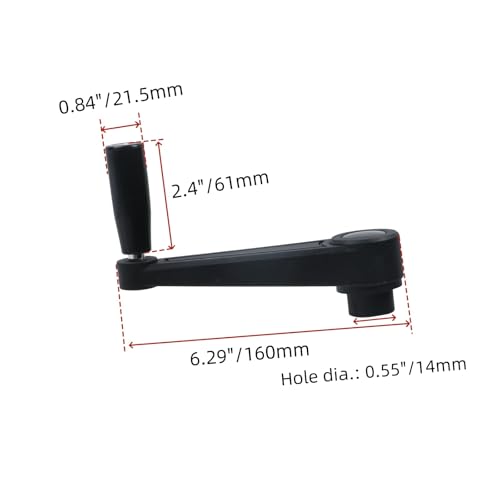 Image of 6.3-Inch Length Nylon Crank Handle Foldable Swivel Rocker Handle for Industrial Machine Tools or Other Equipments, Hole Diameter 14mm