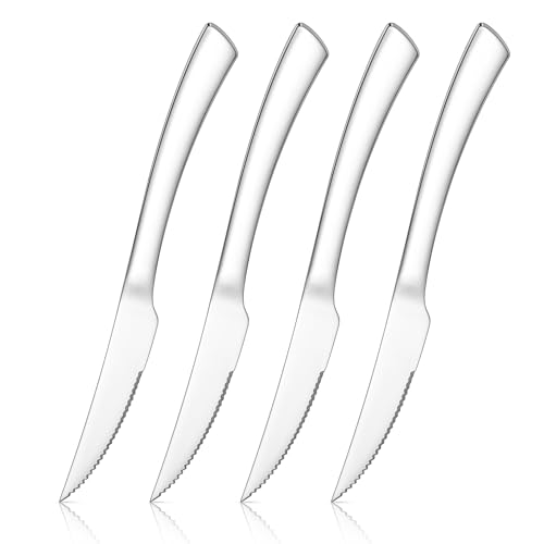 Onader Steak Knives Set of 4, Stainless Steel Serrated Kitchen Kn...
