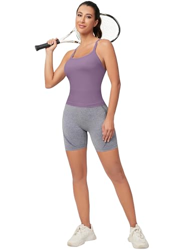 Image of MathCat Workout Tank Tops for Women with Built in Bra, Sleeveless Gym Tops Seamless Racerback Athletic Yoga Shirts