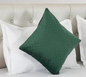A CUBE LUXURY SOLUTION | Premium Velvet Quilted Set of Bed Runner (18 x 93 inches) and 2 Cushion Covers (16 x 16 inches) Combo Set (Green) 3
