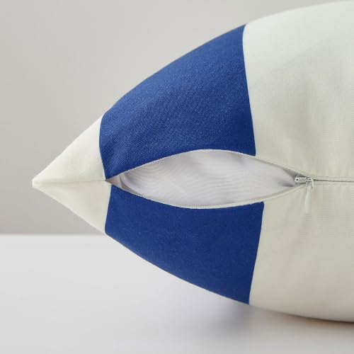 Image of Allorry Outdoor Pillow Covers 12x20 Set of 2 Royal Blue Striped Decoration Throw Pillow Covers for Spring Summer Outdoor Waterproof Garden Patio Furniture Sofa Bed Home Decor JB007-N12