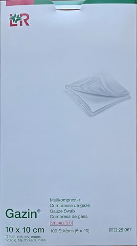 Compresses de gaze Gazin stériles 10x10 cm haute absorption 12 plis 100 unités