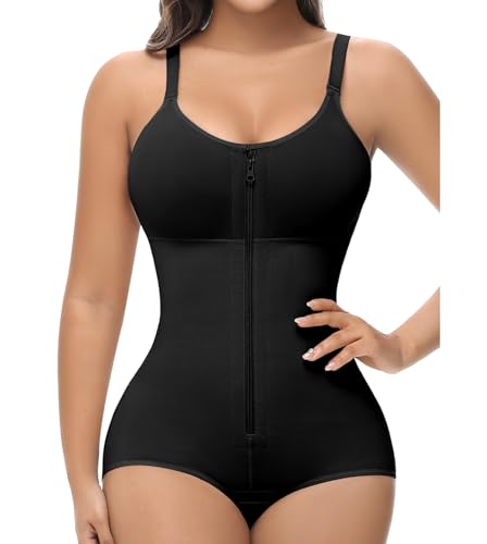 SHAPSHE Fajas Colombianas Moldeadoras De Cintura Y Abdomen Reductoras Faja Postparto Para Mujer Full Body Shaper Shapewear Tummy Tuck Fupa Control Butt Lifting Post Surgery Compression Garment Black