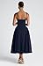 Memoriesea Women's Elegant Square Neck Swing A Line Wedding Evening Party Midi Dress Navyblue