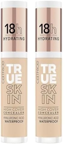 Catrice True Skin High Cover Concealer, Nr. 015, Nude, Anti-Pickel, feuchtigkeitsspendend, natürlich, für trockene Haut, vegan, ölfrei, wasserfest, ohne Alkohol, 2er Pack (4.5ml)