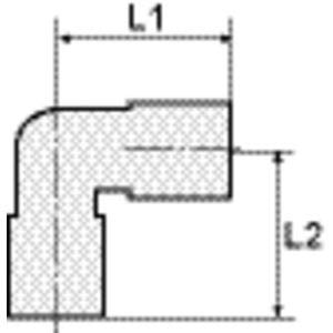 Racor en L, giratorio, R 3/8 A, para manguera de diámetro exterior de 14 mm, presión de trabajo máx. 20 bares, acero inoxidable 1.4404.