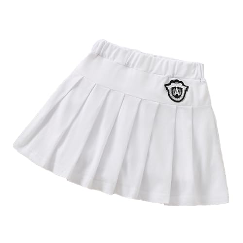 Jupe trapèze plissée pour fille - Taille haute - Pour l'été - Tenue scolaire - Pour les tout-petits, Blanc., 11-12 ans