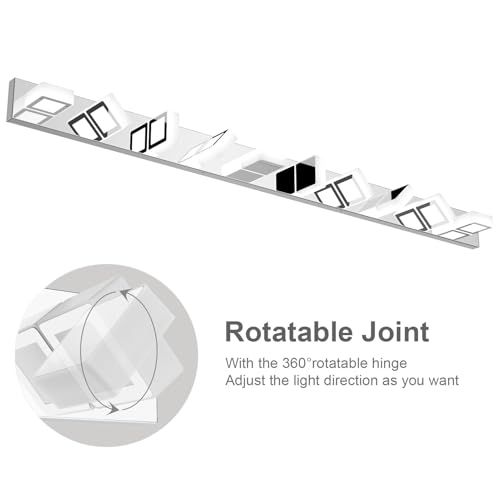 Image of Ralbay 66inch Chrome Bathroom Vanity Lights Stainless Steel Acrylic LED Modern Chrome Bathroom Wall Lighting Fixtures
