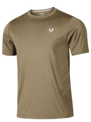NORTHYARD Men's Workout Athletic Shirts Gym Running T-Shirts Tennis Quick Dry Short Sleeve Shirt Active Lightweight Sports WARMTAUPE-XL