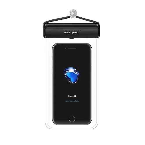 XSDY Waterproof Phone Pouch, Waterproof Phone Case for Cell Phones up to 7.2'', Transparent Underwater IPX8 Dry Bag Waterproof Touch Photo Face (Black 2pcs)