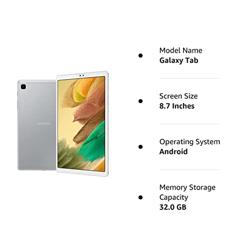 Samsung Galaxy Tab A7 Lite 8.7" (2021, Wifi + Cellular) 32Gb 4G Lte Tablet & Phone (Makes Calls) Gsm Unlocked, International Model W/Us Charging Cube - Sm-T225 (Silver, Lte+Wifi) (Renewed) #TOP7