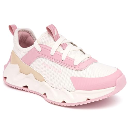 Nautica Kids Girls' Runners Sneakers - Breathable Casual Tennis Shoes with Cushioned Wavy Sole for Big Kids and Little Kids-Maybella S-Bone Tan Pink-4 - image 1