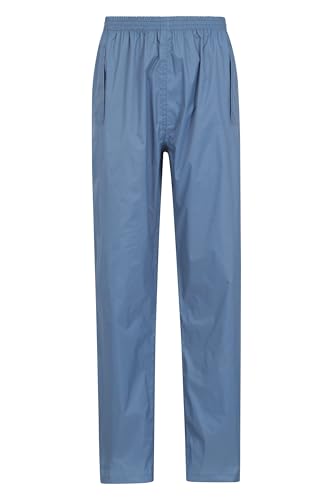 Mountain Warehouse Pakka Womens Waterproof Over Trousers - Packaway Bag, Breathable Rain Pants, Hook & Loop Ankle Opening Ladies Rainwear - Spring Summer, Outdoors Blue Women's Size 12