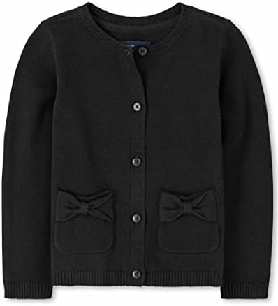 The Children's Place baby girls And Toddler Bow Pocket Cardigan Sweater, Black, 4T US