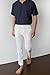 GINGTTO White Linen Pants Men Slim Fit Tapered Leg Fashion Casual Beach Pant (White, 34)