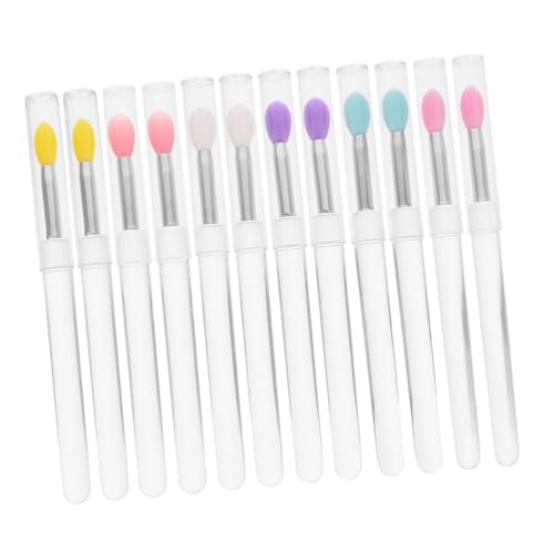 Beatifufu Silicone Lip Brush Applicators 12 Pack Reusable Lip Makeup Brush Set Portable Lip Gloss Applicator for Lipstick and Lip Mask