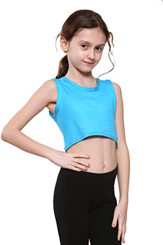 Image of Kids Girls Neon Fluorescent Vest Crop Tops T-Shirt Tee Top Dance Wear Gymnastic Fancy Dress Age 5-14 Years