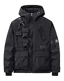 MFCT Streetwear Techwear Windbreaker Jackets for Men (US, Alpha, Large, Regular, Regular, Black5)