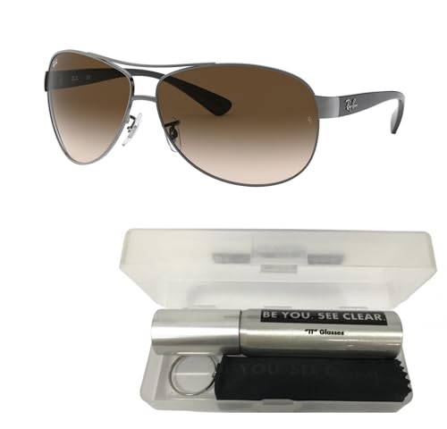 Ray-Ban RB3386 Sunglasses Bundle: RB 3386 RB3386 004/13 Gunmetal Brown Gradient Dark B and Eyewear Cleaning Kit2