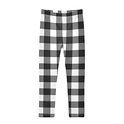Plaid Leggings for Girls Stretch Pants Soft Girls Leggings Ankle Length Leggings for Kids Toddler 4-10 Years