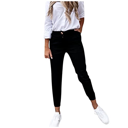 Damen Cropped Hose Stretch Chino Freizeithose Große Größen Elegant...