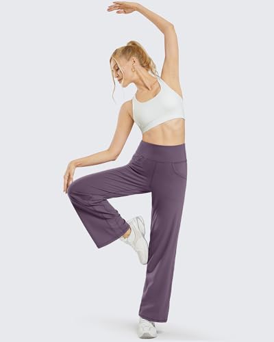 Image of Promover Wide Leg Pants Woman Yoga Pants with Pockets Stretch Loose Casual Lounge Sweatpants Petite /Regular /Tall