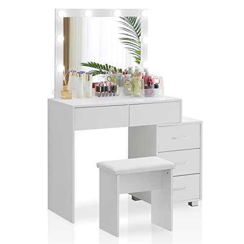Coiffeuse Avec Miroir 100×40×138 Cm - Avec Tabouret - Avec éclairage - 7