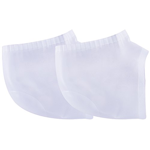 Soumit Chaussette Talon en Gel Silicone Blanc (1 paire), Chaussettes Hydratantes pour Protection Cheville Talon, Peau Criquée Sèche, Fasciite Plantaire, Tendinite d'Achille, Callosités
