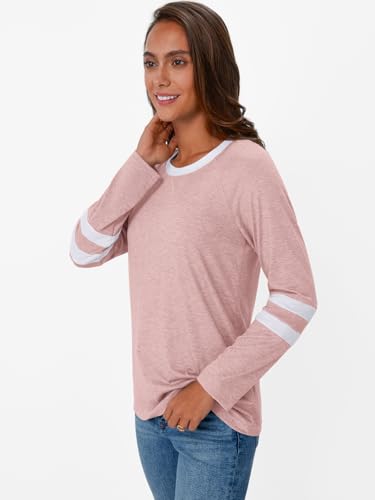 Image of AUTOMET Womens Color Block Long Sleeve Shirts Oversized Crewneck Casual Top