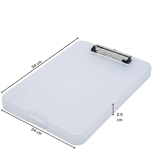 Image of SPS Exampad A4 Plastic Clipboard with Built-in Storage and Pen Holder - Ideal for School, Office, Travel - Perfect for Students and Professionals, School and Office - Translucent