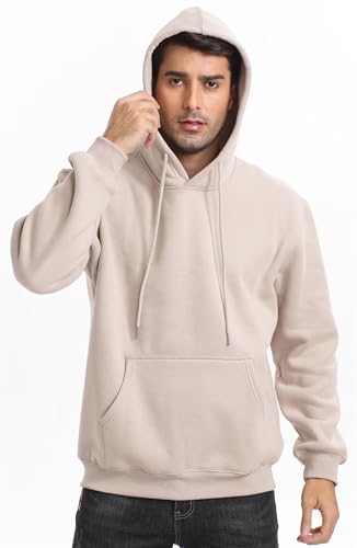 Jhsnjnr Mens Hoodies Fleece Lined Long Sleeve Drawstring Sweatshirt with Pocket Basic Plain Pullover Hoodie - Image 3