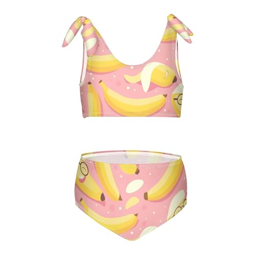 KLL Bananas with Glasses Girls' 2 Piece Bikini Sets Scoop Neck Bathing Suit Swimming Suits Adjustable Shoulder Strap