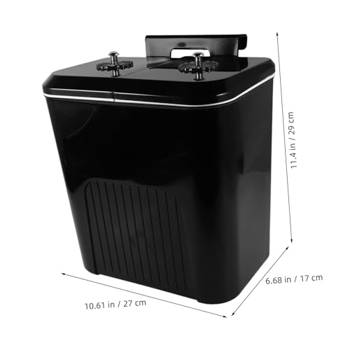Caneca de basura rectangular de plástico con doble compartimento negro miniatura 2